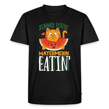Pastèque Funny Fruit Drôle de dicton - T-shirt Premium bio Homme - noir - Devant - Nico (187cm)
