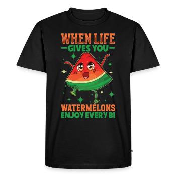 Pastèque Funny Fruit Drôle de dicton - T-shirt Premium bio Homme - noir - Devant - Nico (187cm)