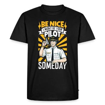 Pilote Aviation Avion Compagnie aérienne Futurs pilotes - T-shirt Premium bio Homme - noir - Devant - Nico (187cm)