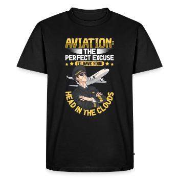 Pilote Aviation Avion Compagnie aérienne Futurs pilotes - T-shirt Premium bio Homme - noir - Devant - Nico (187cm)