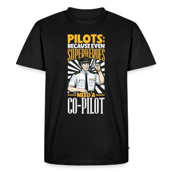 Pilote Aviation Avion Compagnie aérienne Futurs pilotes - T-shirt Premium bio Homme - noir - Devant - Nico (187cm)