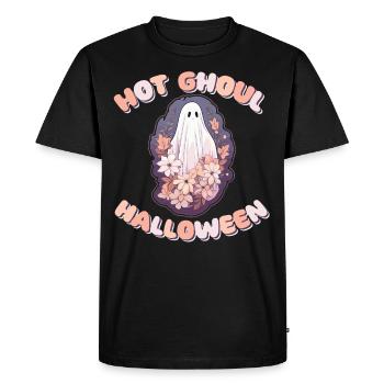 Groovy Ghost Flowers Hot Ghoul Halloween - Men's Premium Organic T-Shirt - black - Front - Nico (187cm)