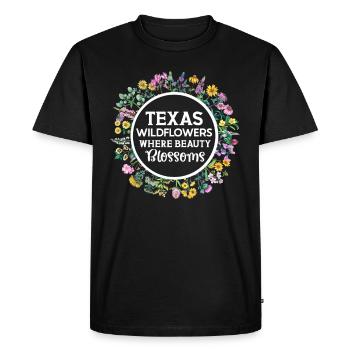 Texas Wildflowers Season Fields Flowers Texas - T-shirt Premium bio Homme - noir - Devant - Nico (187cm)