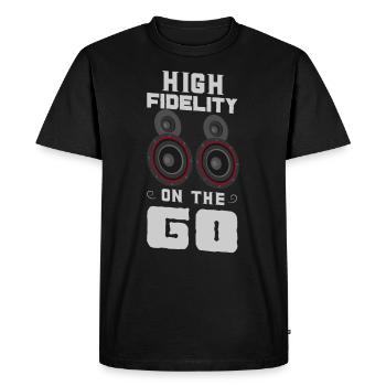 AUDIOLOGIST / CAR STEREO : Run Your System - Men's Premium Organic T-Shirt - black - Front - Nico (187cm)