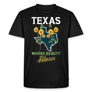Texas Fleurs sauvages Saison Champs Fleurs Texas - T-shirt Premium bio Homme - noir - Devant - Nico (187cm)