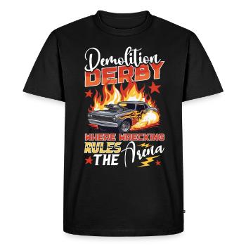 Derby de démonstration Derby de démolition Derby de démolition - T-shirt Premium bio Homme - noir - Devant - Nico (187cm)
