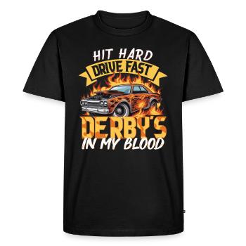 Derby de démonstration Derby de démolition Derby de démolition - T-shirt Premium bio Homme - noir - Devant - Nico (187cm)
