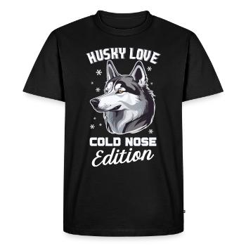 Chien de traîneau Huskie Alaska Sports d’hiver - T-shirt Premium bio Homme - noir - Devant - Nico (187cm)