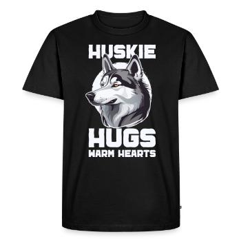 Chien de traîneau Huskie Alaska Sports d’hiver - T-shirt Premium bio Homme - noir - Devant - Nico (187cm)