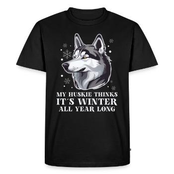 Chien de traîneau Huskie Alaska Sports d’hiver - T-shirt Premium bio Homme - noir - Devant - Nico (187cm)