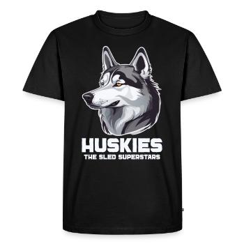 Chien de traîneau Huskie Alaska Sports d’hiver - T-shirt Premium bio Homme - noir - Devant - Nico (187cm)