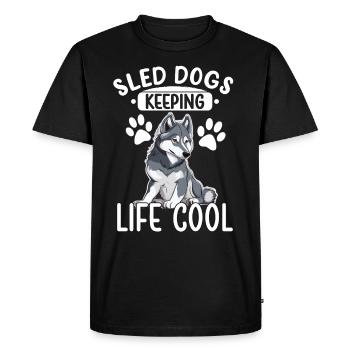 Chien de traîneau Huskie Alaska Sports d’hiver - T-shirt Premium bio Homme - noir - Devant - Nico (187cm)