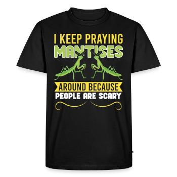 Praying mantis lover, insect enthusiast, - Men's Premium Organic T-Shirt - black - Front - Nico (187cm)