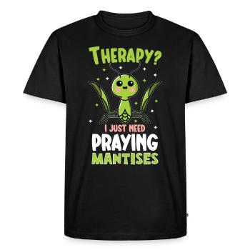 Praying mantis lover, insect enthusiast, - Men's Premium Organic T-Shirt - black - Front - Nico (187cm)