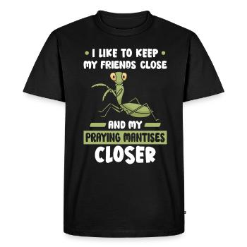 Praying mantis lover, insect enthusiast, - Men's Premium Organic T-Shirt - black - Front - Nico (187cm)