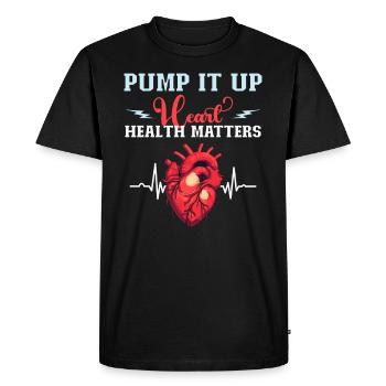 Healthy Heartbeat February Heart Awareness - Men's Premium Organic T-Shirt - black - Front - Nico (187cm)