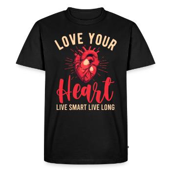Healthy Heartbeat February Heart Awareness - Men's Premium Organic T-Shirt - black - Front - Nico (187cm)