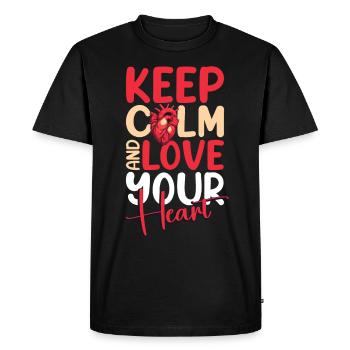Healthy Heartbeat February Heart Awareness - Men's Premium Organic T-Shirt - black - Front - Nico (187cm)