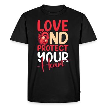 Healthy Heartbeat February Heart Awareness - Men's Premium Organic T-Shirt - black - Front - Nico (187cm)