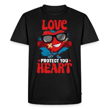 Healthy Heartbeat February Heart Awareness - Men's Premium Organic T-Shirt - black - Front - Nico (187cm)