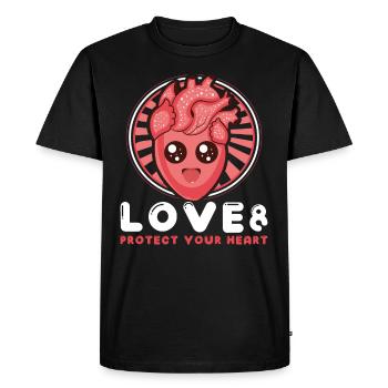 Healthy Heartbeat February Heart Awareness - Men's Premium Organic T-Shirt - black - Front - Nico (187cm)