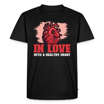 Healthy Heartbeat February Heart Awareness - Men's Premium Organic T-Shirt - black - Front - Nico (187cm)