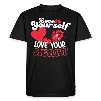 Healthy Heartbeat February Heart Awareness - Men's Premium Organic T-Shirt - black - Front - Nico (187cm)