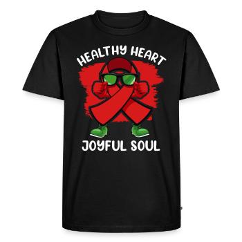Healthy Heartbeat February Heart Awareness - Men's Premium Organic T-Shirt - black - Front - Nico (187cm)