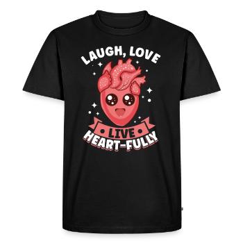 Healthy heartbeat February heart awareness - Men's Premium Organic T-Shirt - black - Front - Nico (187cm)