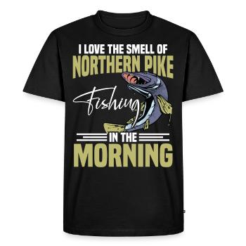 Northern Pike Fisherman Pike canne à pêche Pike Fish - T-shirt Premium bio Homme - noir - Devant - Nico (187cm)