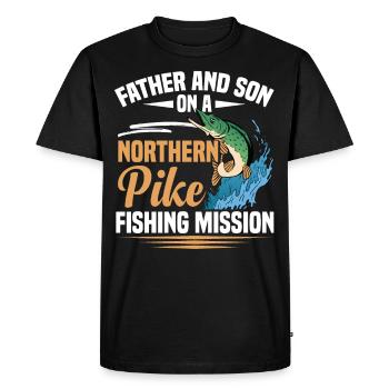 Northern Pike Fisherman Pike canne à pêche Pike Fish - T-shirt Premium bio Homme - noir - Devant - Nico (187cm)