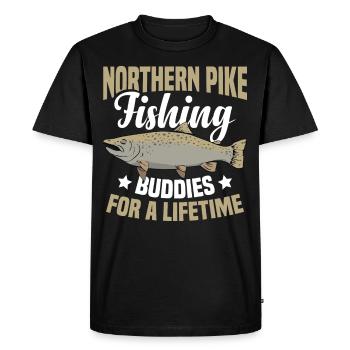 Northern Pike Fisherman Pike canne à pêche Pike Fish - T-shirt Premium bio Homme - noir - Devant - Nico (187cm)