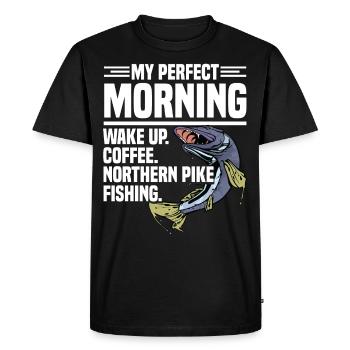 Northern Pike Fisherman Pike Fishing Rod Pike Fish - Men's Premium Organic T-Shirt - black - Front - Nico (187cm)