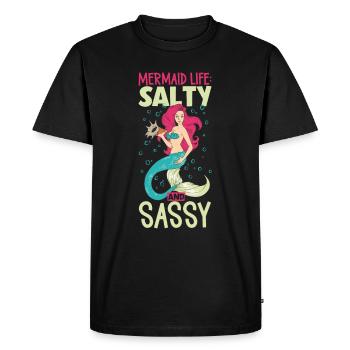 Sirène Reine, Mer, Royal, Océan, Monarque - T-shirt Premium bio Homme - noir - Devant - Nico (187cm)