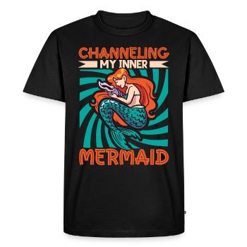 Sirène Reine, Mer, Royal, Océan, Monarque - T-shirt Premium bio Homme - noir - Devant - Nico (187cm)