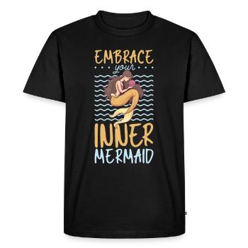 Sirène Reine, Mer, Royal, Océan, Monarque - T-shirt Premium bio Homme - noir - Devant - Nico (187cm)
