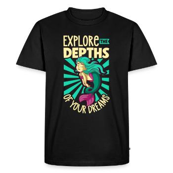 Sirène Reine, Mer, Royal, Océan, Monarque - T-shirt Premium bio Homme - noir - Devant - Nico (187cm)