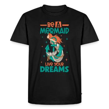 Sirène Reine, Mer, Royal, Océan, Monarque - T-shirt Premium bio Homme - noir - Devant - Nico (187cm)