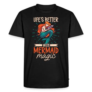 Sirène Reine, Mer, Royal, Océan, Monarque - T-shirt Premium bio Homme - noir - Devant - Nico (187cm)