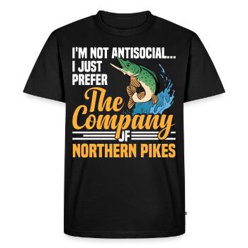 Northern Pike Fisherman Pike Fishing Rod Pike Fish - Men's Premium Organic T-Shirt - black - Front - Nico (187cm)