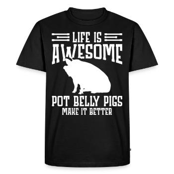 Pot Belly Pig Harnais et laisse Pot Belly Pig - T-shirt Premium bio Homme - noir - Devant - Nico (187cm)