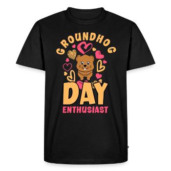 Amateurs du jour de la marmotte 2024, 2 février - T-shirt Premium bio Homme - noir - Devant - Nico (187cm)