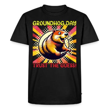 Amateurs du jour de la marmotte 2024, 2 février - T-shirt Premium bio Homme - noir - Devant - Nico (187cm)