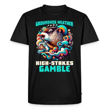Amateurs du jour de la marmotte 2024, 2 février - T-shirt Premium bio Homme - noir - Devant - Nico (187cm)