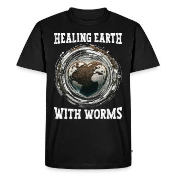 Lombriciculture Jardinage de vers de terre Vermiculture - T-shirt Premium bio Homme - noir - Devant - Nico (187cm)