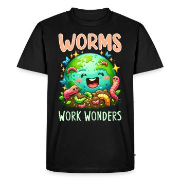 Lombriciculture Jardinage de vers de terre Vermiculture - T-shirt Premium bio Homme - noir - Devant - Nico (187cm)