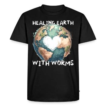 Lombriciculture Jardinage de vers de terre Vermiculture - T-shirt Premium bio Homme - noir - Devant - Nico (187cm)
