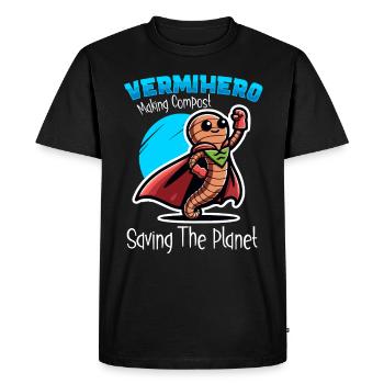 Lombriciculture Jardinage de vers de terre Vermiculture - T-shirt Premium bio Homme - noir - Devant - Nico (187cm)
