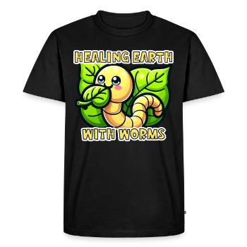 Lombriciculture Jardinage de vers de terre Vermiculture - T-shirt Premium bio Homme - noir - Devant - Nico (187cm)