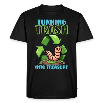 Lombriciculture Jardinage de vers de terre Vermiculture - T-shirt Premium bio Homme - noir - Devant - Nico (187cm)